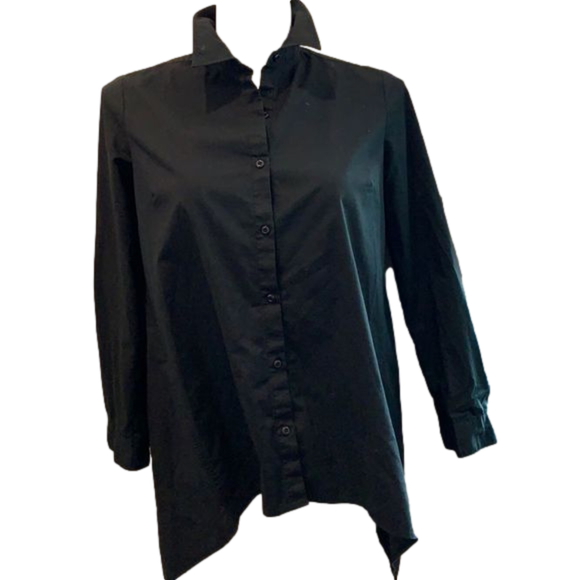 ZAC & RACHEL Asymmetrical Hi/Lo Button-Front, Long-Sleeve Shirt - Picture 2 of 10